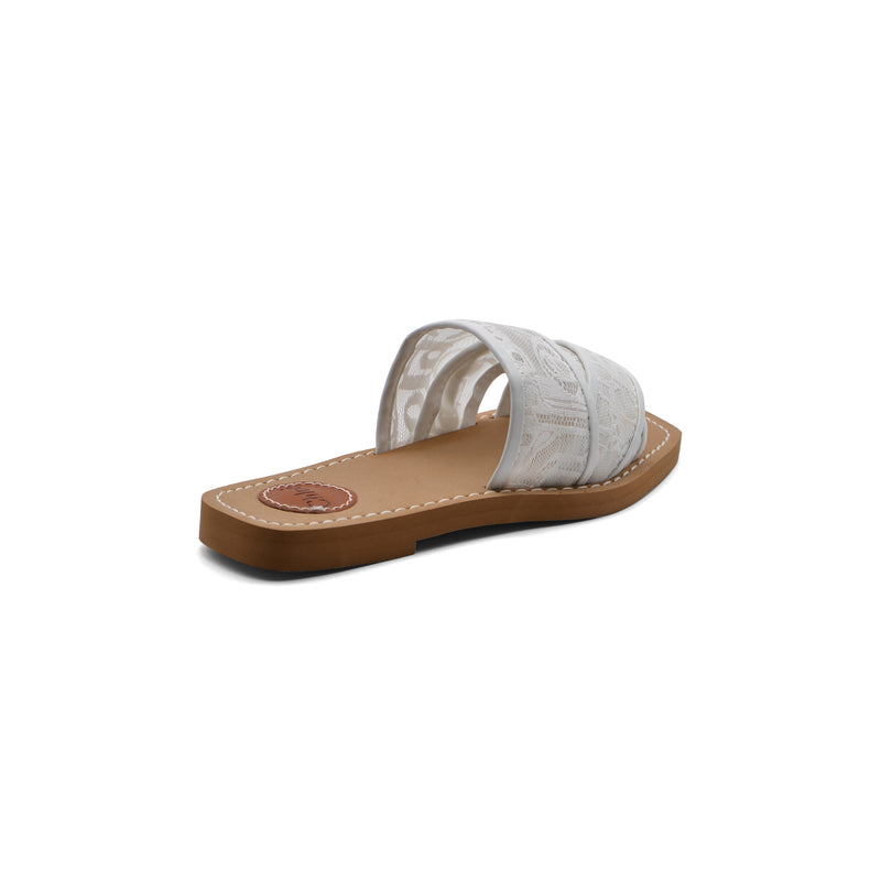 Chloé Woody Flat Mule Sandals in Lace For Woman CH-15 White - 2