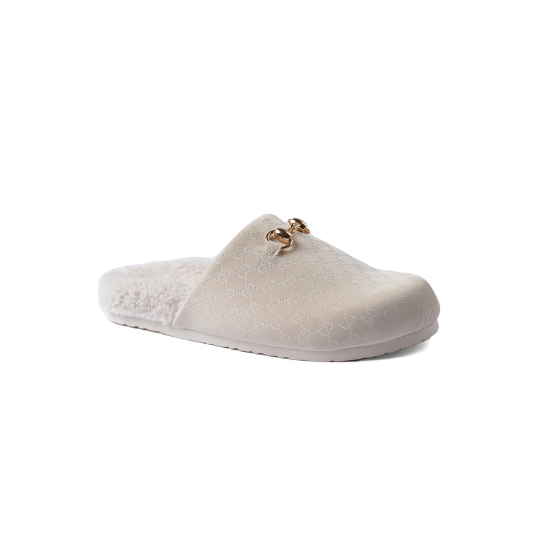 Gucci Flat Open Back Loafer Slipper Luxury Woman VK-111 Beige - 1