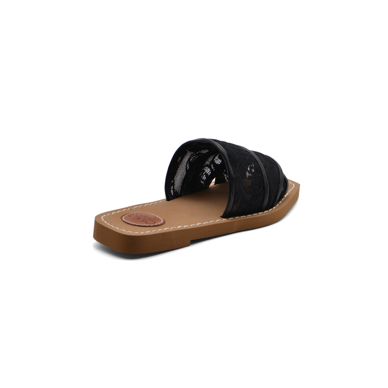 Chloé Woody Flat Mule Sandals in Lace For Woman CH-15 Black - 2