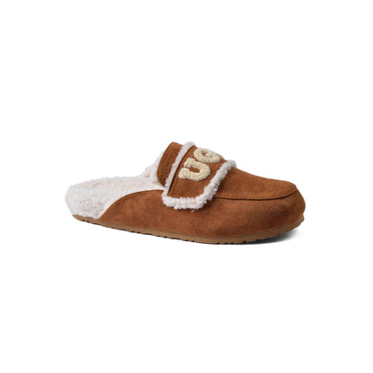 UGG Flat Open Back Loafer Slipper Luxury Woman VK-113 Camel