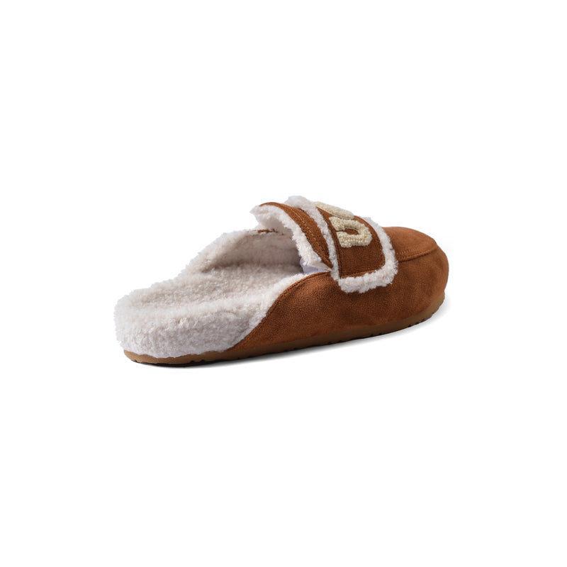 UGG Flat Open Back Loafer Slipper Luxury Woman VK-113 Camel - 2