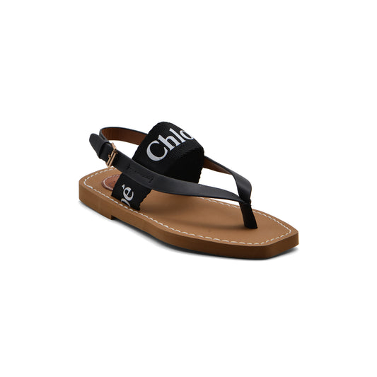 Chloé Woody Canvas & Rubber Thong Sandal Woman CH-2 Black