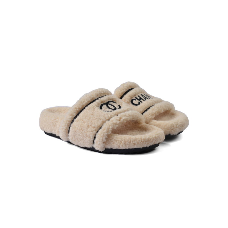 Chanel Flat Open Back Loafer Slipper Luxury Woman LQ20-16 Beige - 2