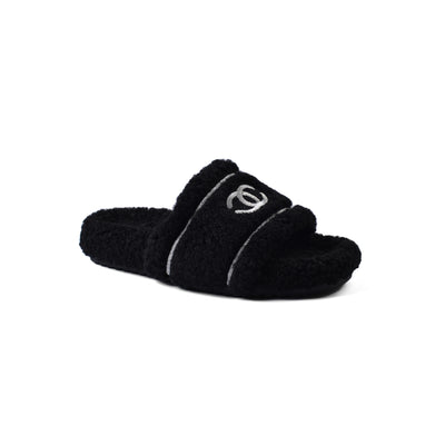 Chanel Flat Open Back Loafer Slipper Luxury Woman LQ20-16 Black
