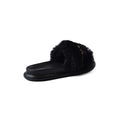 Slipper Flat Open Back Loafer Fur  Luxury Woman FUR-5 Black - 2