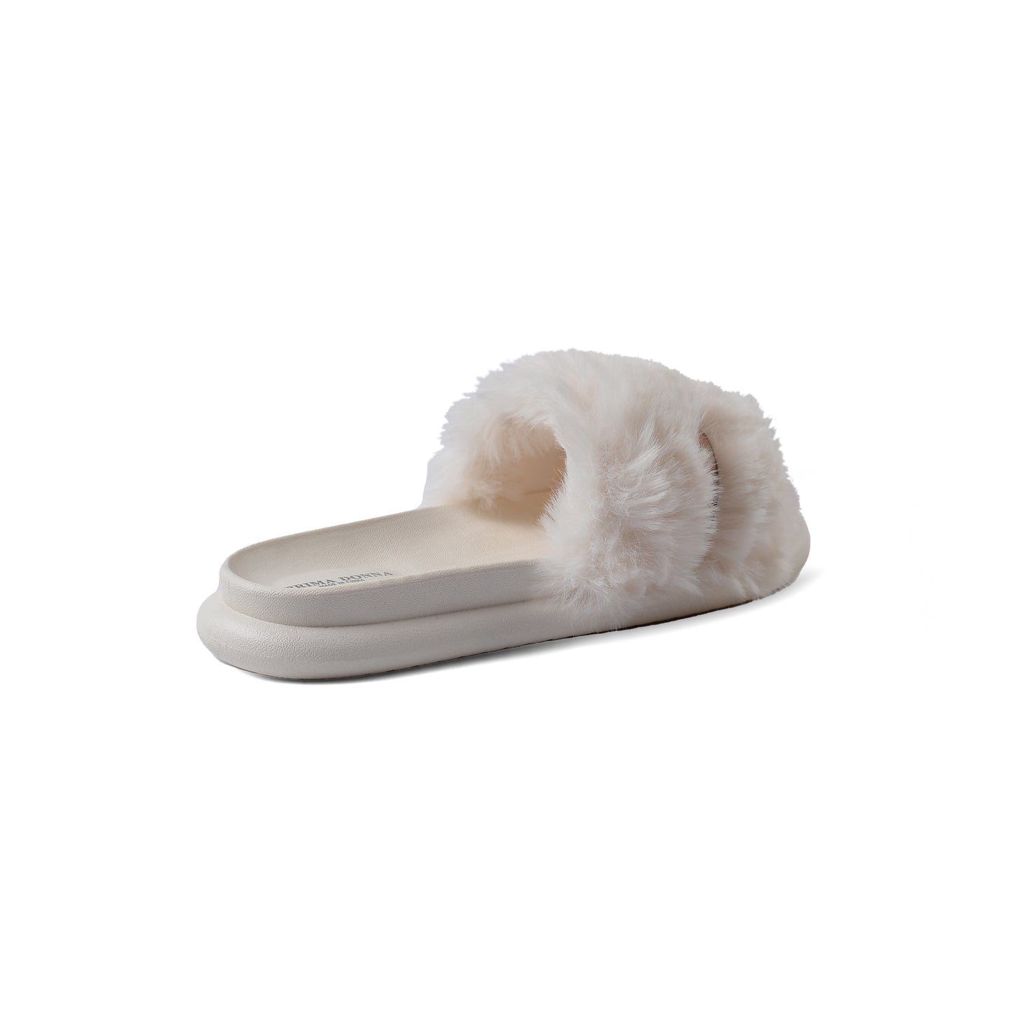 Slipper Flat Open Back Loafer Fur  Luxury Woman FUR-5 White