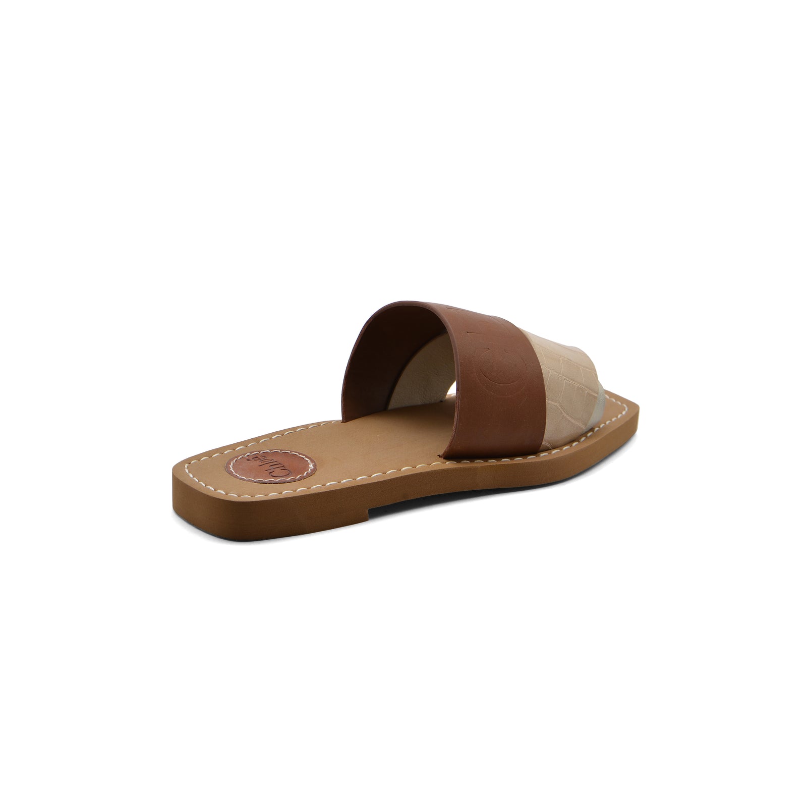 Chloé Patchwork Woody Flat Mule Sandals in Leather Woman CH-7 Havan - 2
