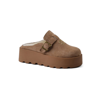 Miu Miu Open Back Loafer Suede Slipper Luxury Woman MA-923 Beige