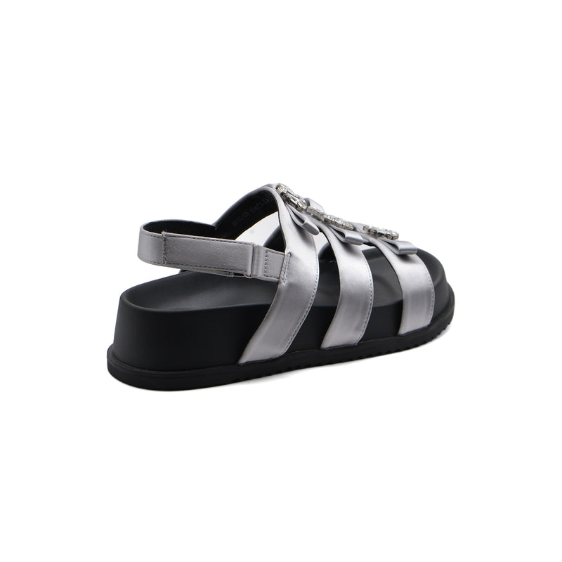 Sandals Chunky Hardware With A Buckle At The Back Woman 2015-22 Silver - 2