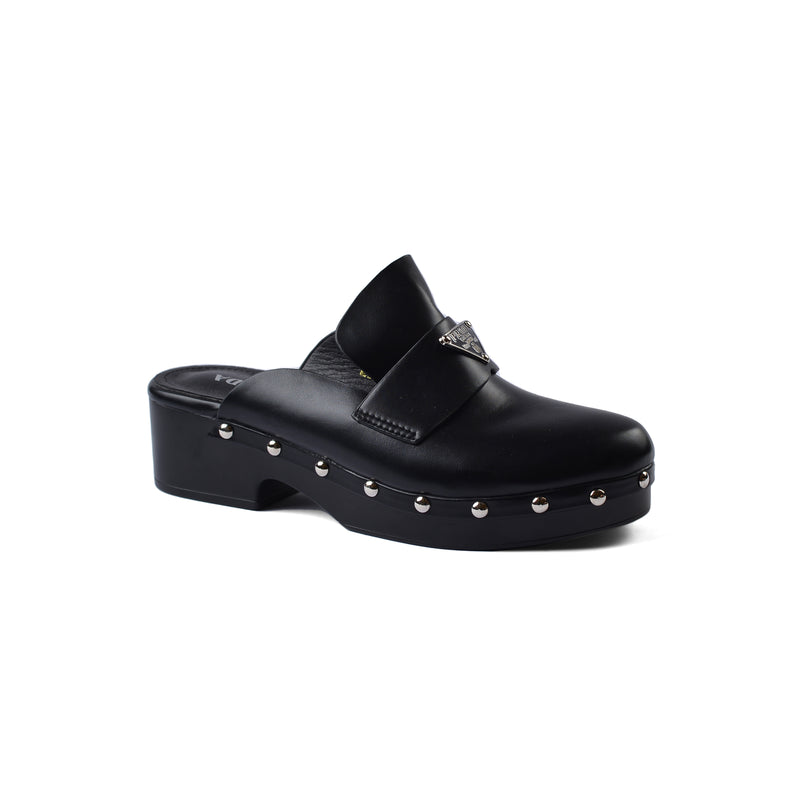 PRADA Mare Open Back Loafer With heels Luxury Woman VI-181 Black - 1