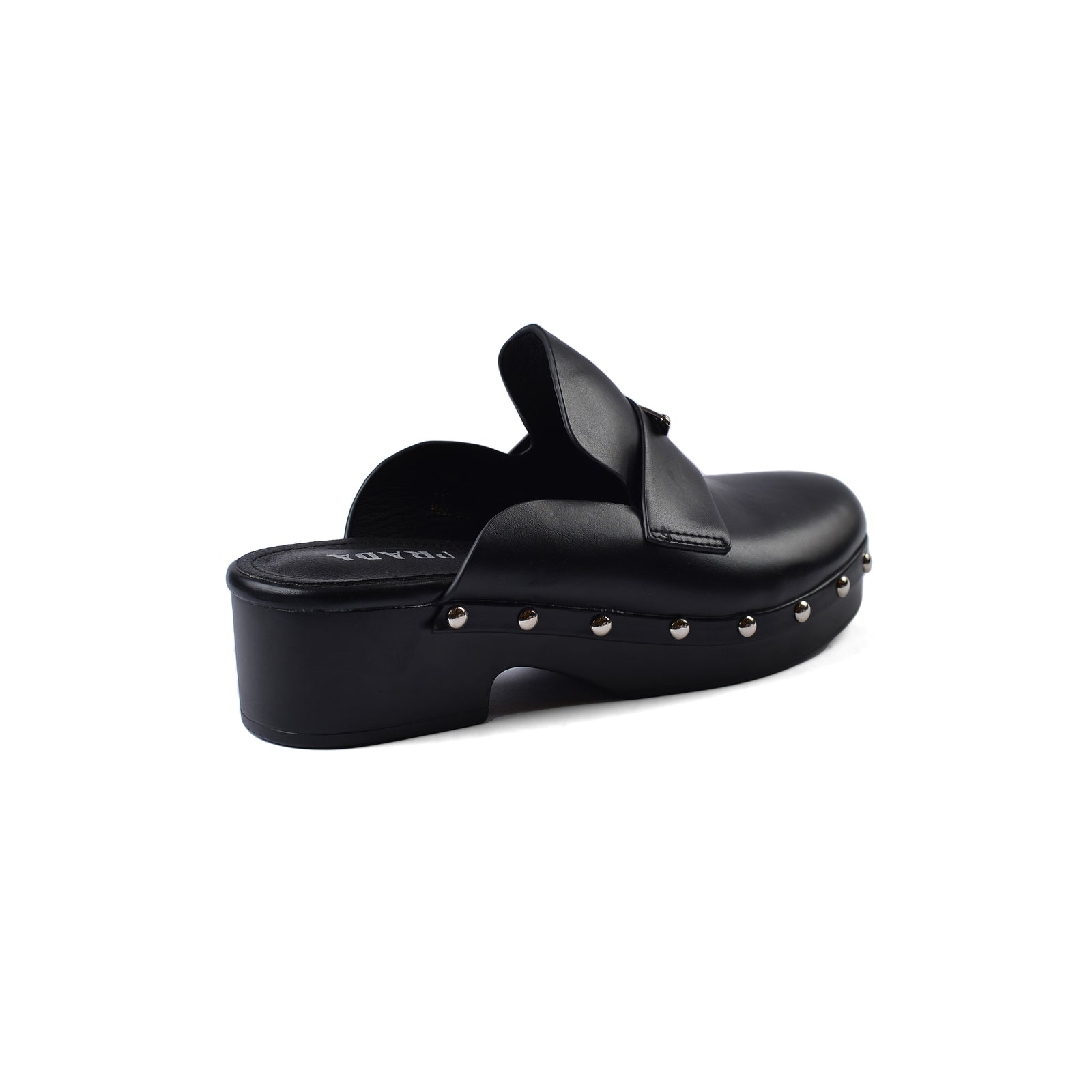 PRADA Mare Open Back Loafer With heels Luxury Woman VI-181 Black - 2