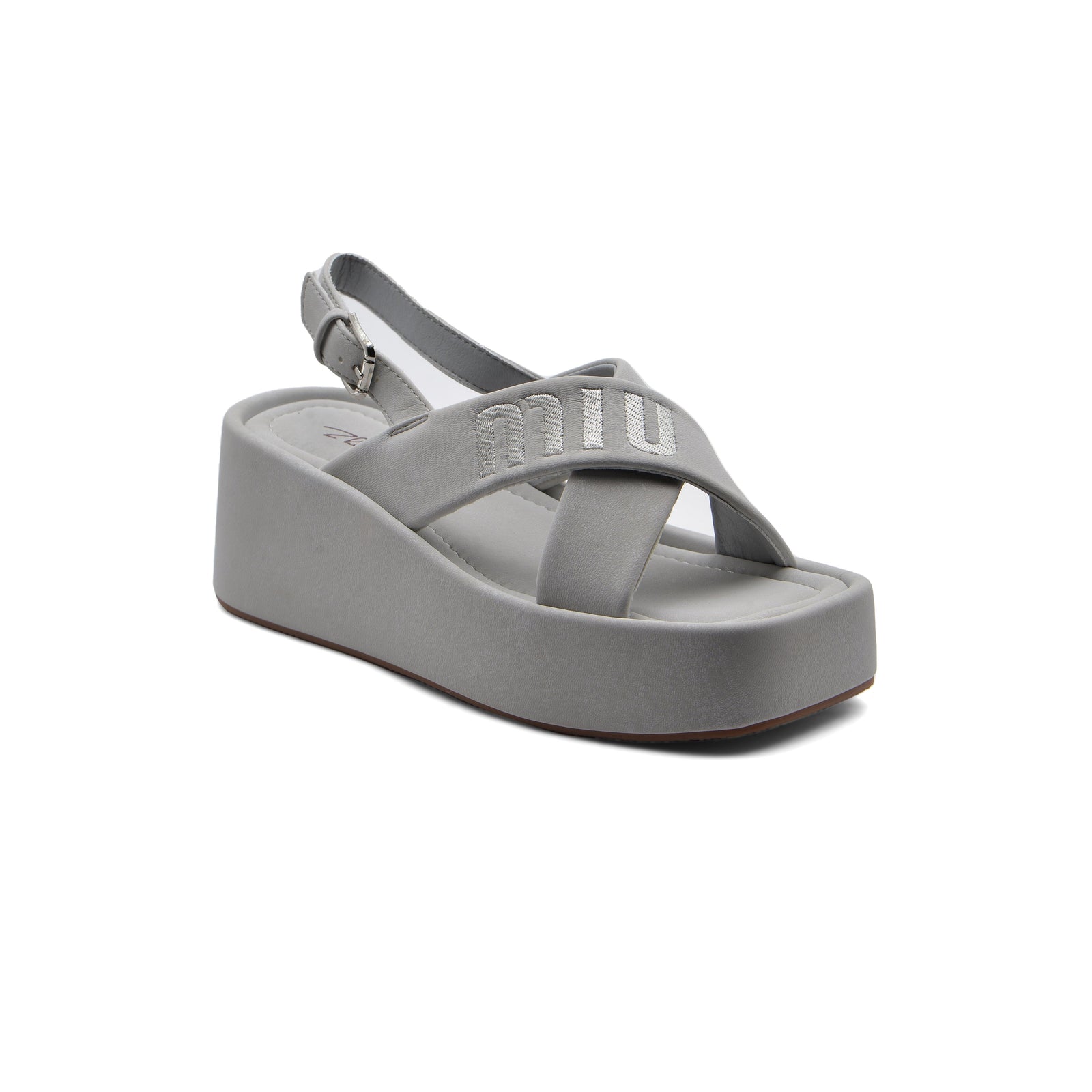 Miu Miu Style Platform Slide Sandals With buckle Woman 2015-20 Gray - 1