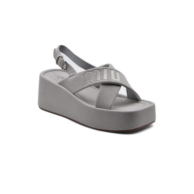 Miu Miu Style Platform Slide Sandals With buckle Woman 2015-20 Gray - 1