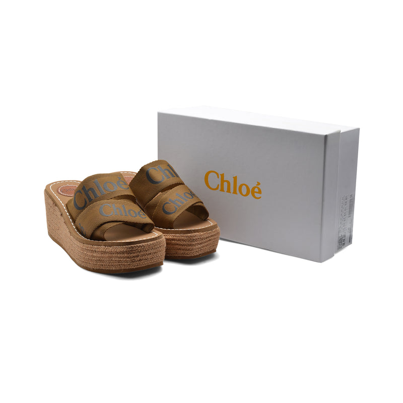 Chloe Woody Espadrille Platform Wedge Mules Woman CH-5 Brown - 4