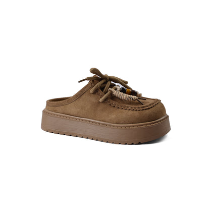 Slipper Double Open Back Loafer Luxury With lace Embellishment Woman M601-1 Khaki