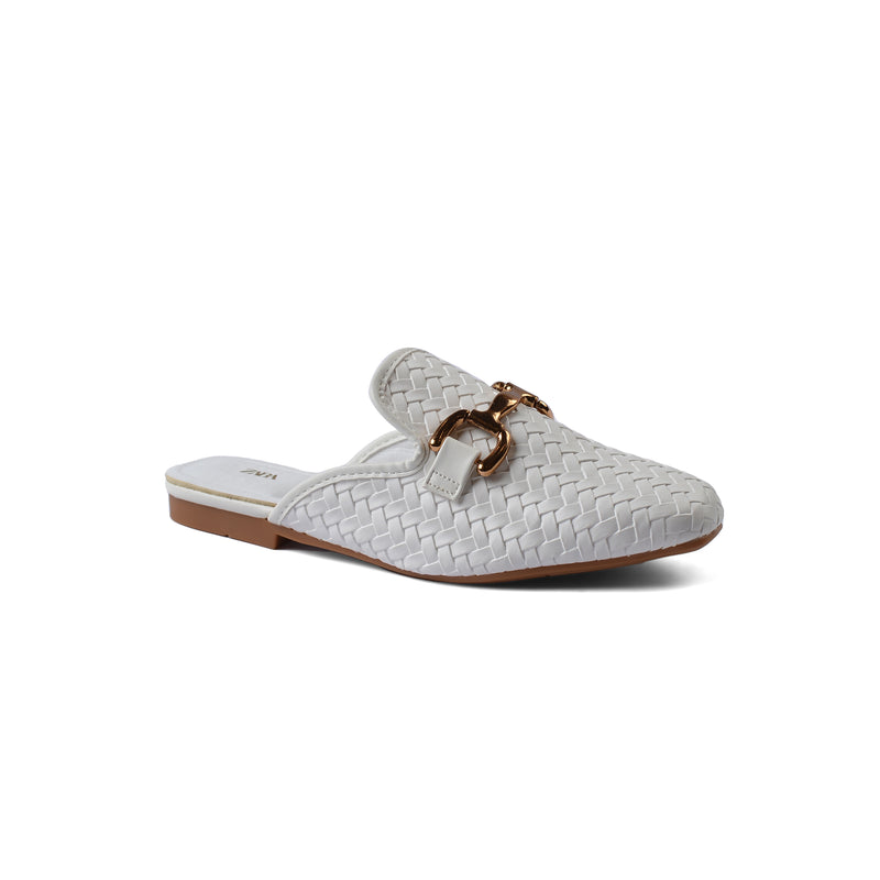Zara Mare Open Back Loafer Suede Luxury Woman TN-161 White - 1