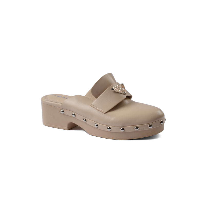 PRADA Mare Open Back Loafer With heels Luxury Woman VI-181 Beige - 1
