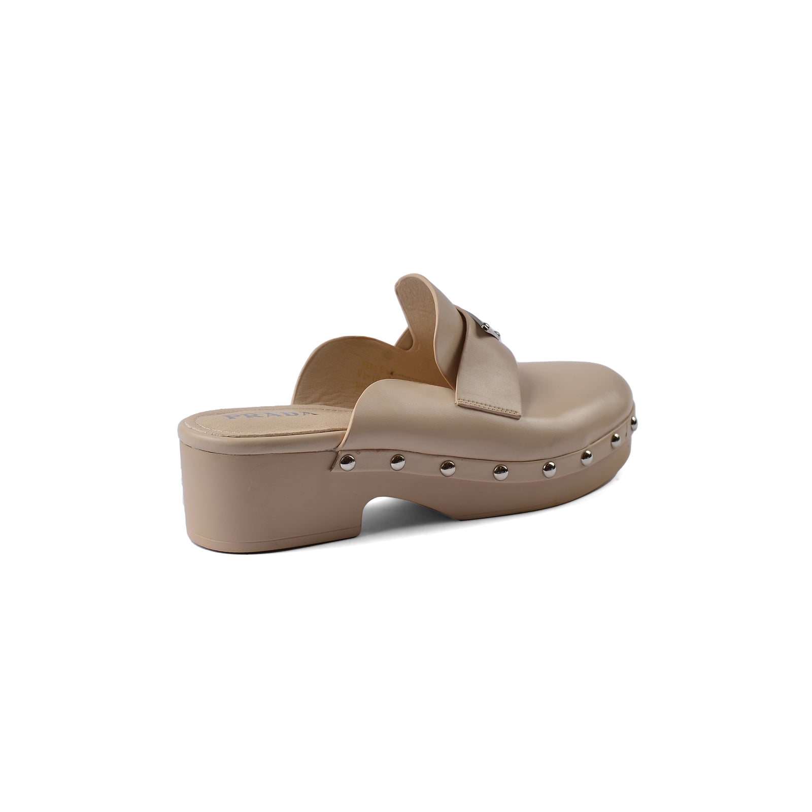 PRADA Mare Open Back Loafer With heels Luxury Woman VI-181 Beige - 2