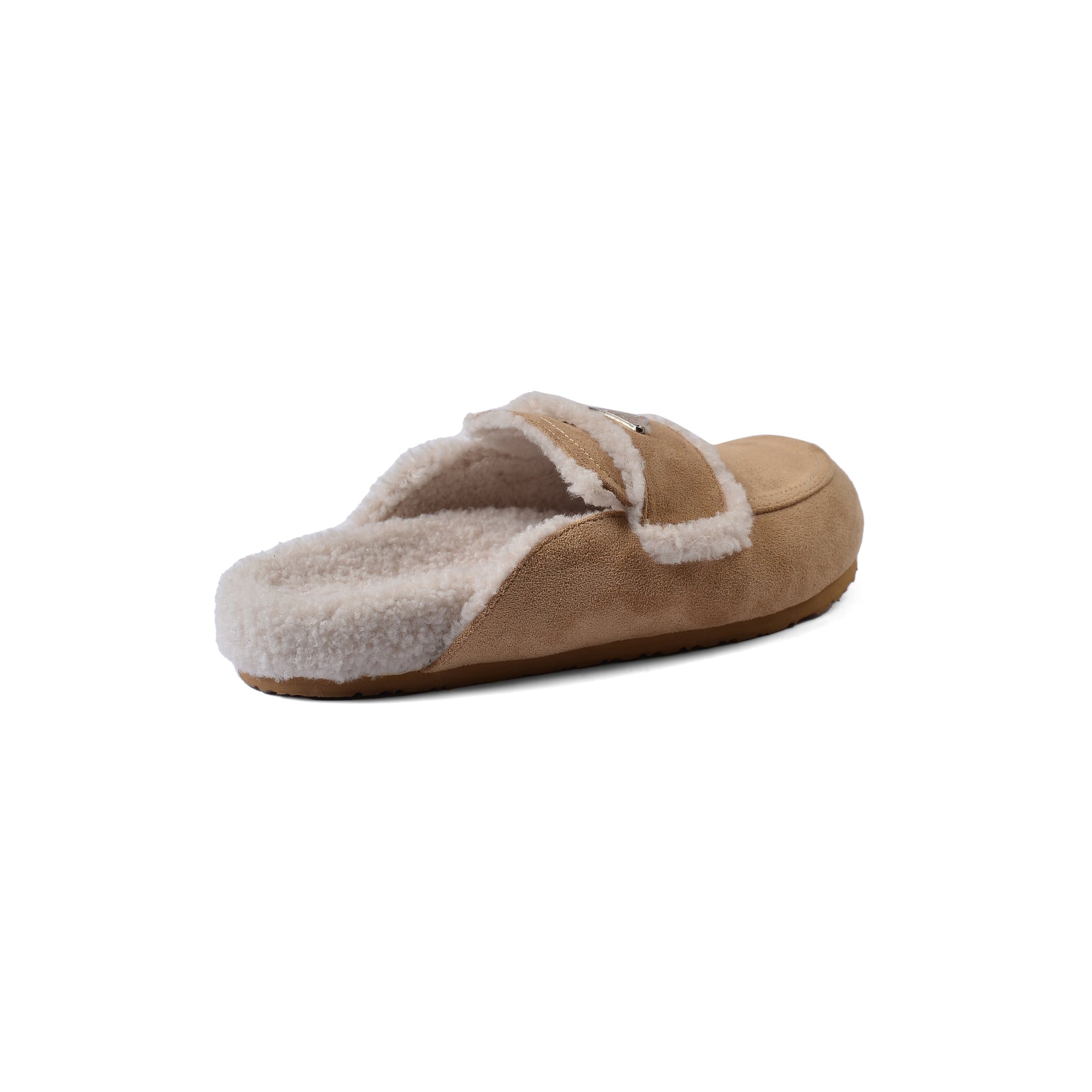 PRADA Flat Open Back Loafer Fur Slipper Luxury Woman VK-112 Beige - 2