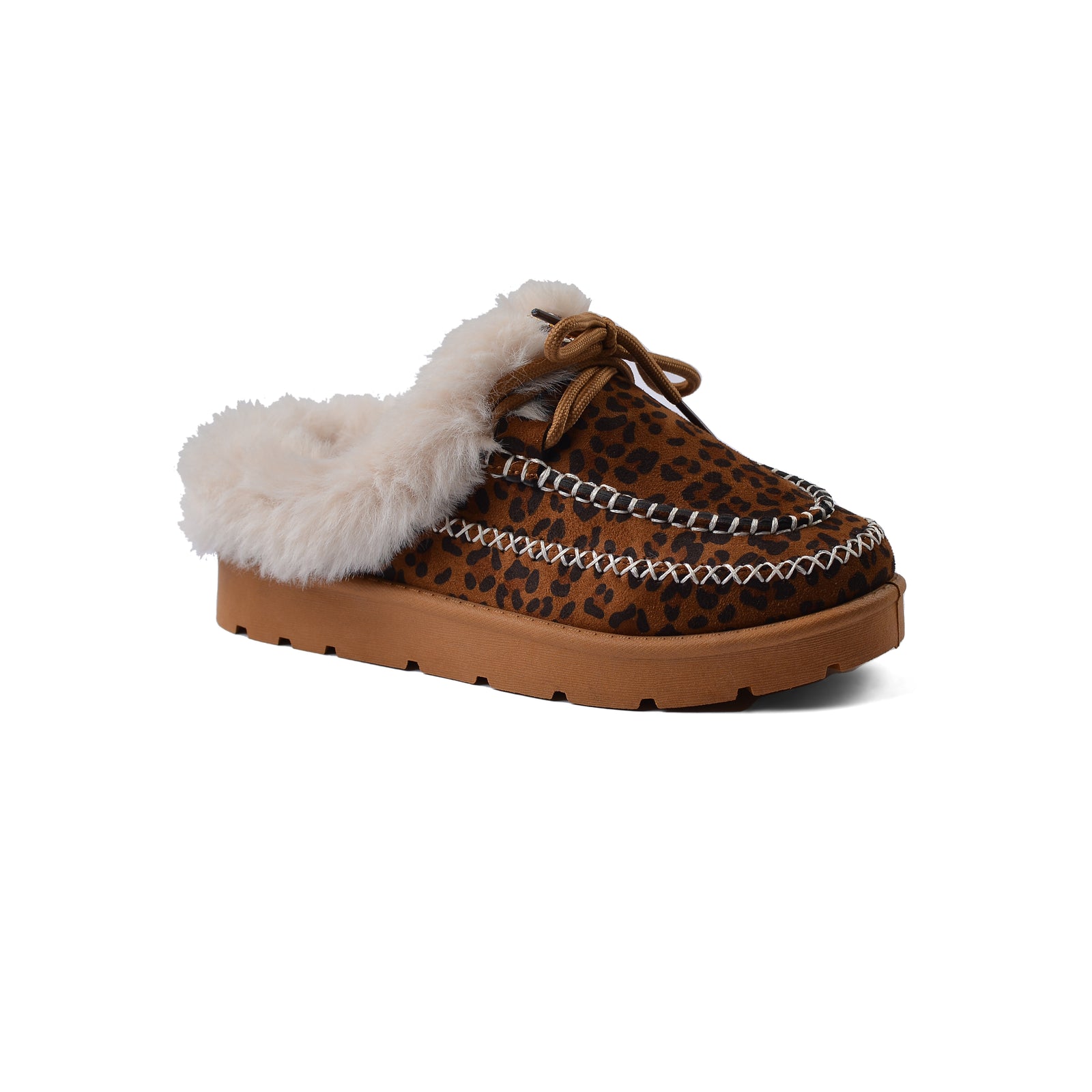 Slipper Double Flat Open Back Loafer Fur Luxury Woman VI-171 Brown&Black - 1