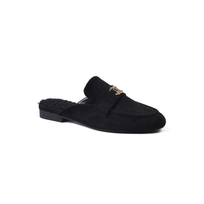 CHANEL Mare Open Back Loafer Suede Luxury Woman TN-163 Black