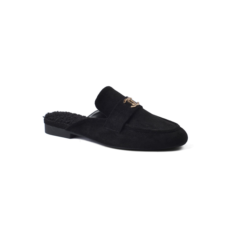 CHANEL Mare Open Back Loafer Suede Luxury Woman TN-163 Black - 1
