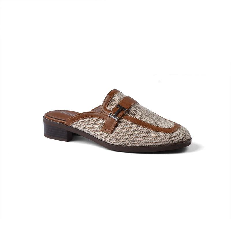Hermes Flat Open Back Loafer Fur Slipper Luxury Woman VI-176 Camel - 1