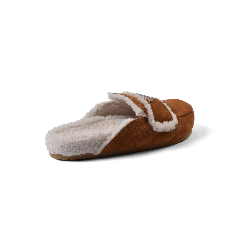 PRADA Flat Open Back Loafer Fur Slipper Luxury Woman VK-112 Camel - 2