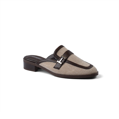 Hermes Flat Open Back Loafer Fur Slipper Luxury Woman VI-176 Coffee