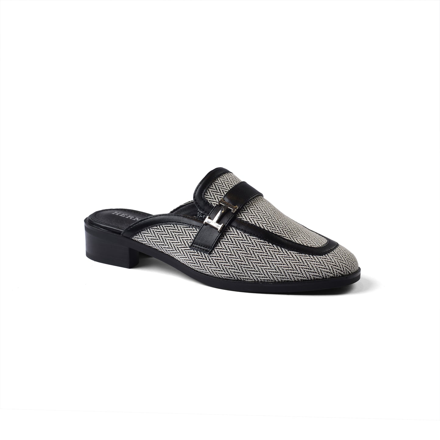 Hermes Flat Open Back Loafer Fur Slipper Luxury Woman VI-176 Black