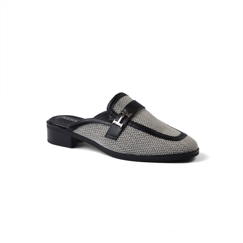Hermes Flat Open Back Loafer Fur Slipper Luxury Woman VI-176 Black - 1