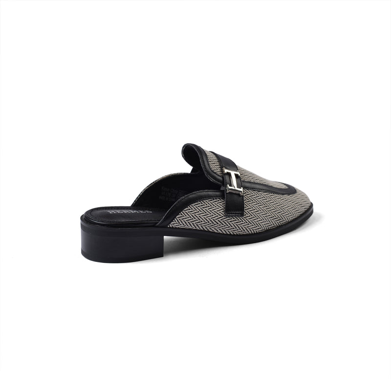 Hermes Flat Open Back Loafer Fur Slipper Luxury Woman VI-176 Black - 2