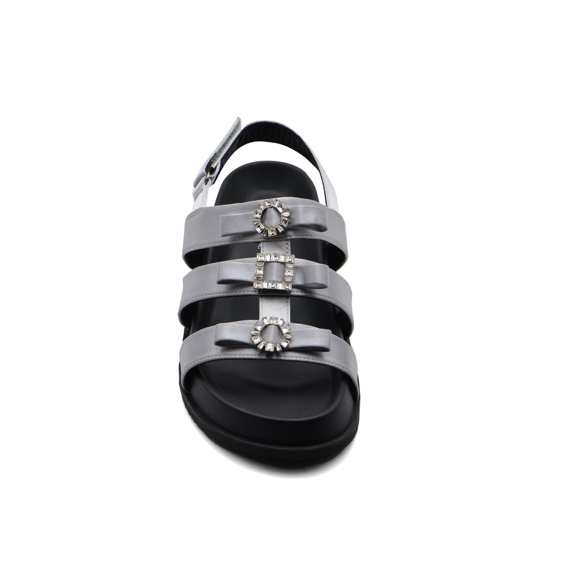 Sandals Chunky Hardware With A Buckle At The Back Woman 2015-22 Silver - 3
