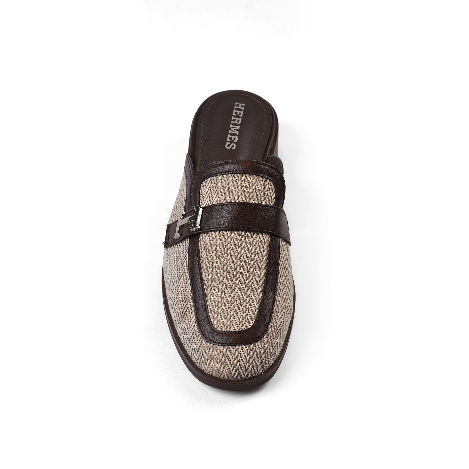 Hermes Flat Open Back Loafer Fur Slipper Luxury Woman VI-176 Coffee - 3