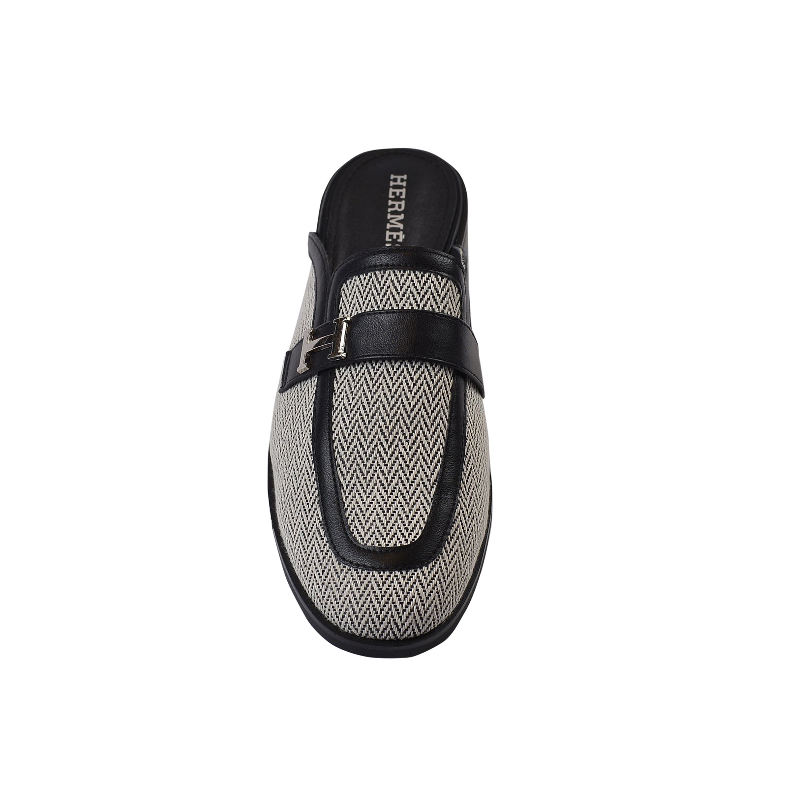 Hermes Flat Open Back Loafer Fur Slipper Luxury Woman VI-176 Black - 3