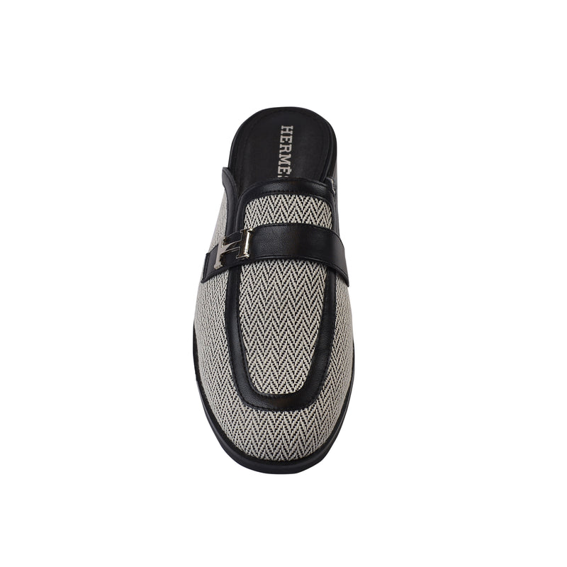 Hermes Flat Open Back Loafer Fur Slipper Luxury Woman VI-176 Black - 3