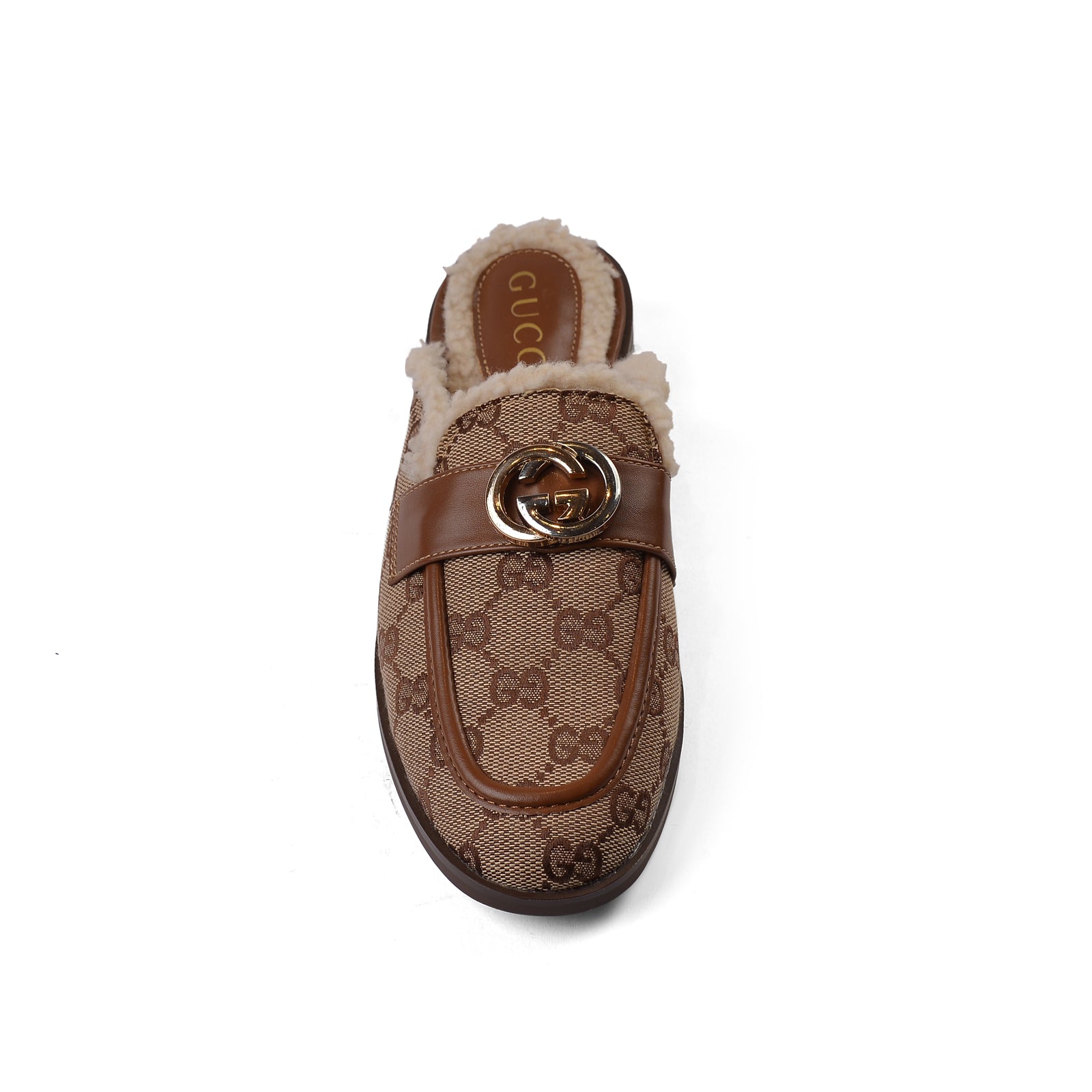 Gucci Flat Open Back Loafer Fur Slipper Luxury Woman VI-177 Camel - 3