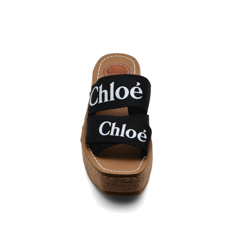 Chloe Woody Espadrille Platform Wedge Mules Woman CH-5 Black - 3