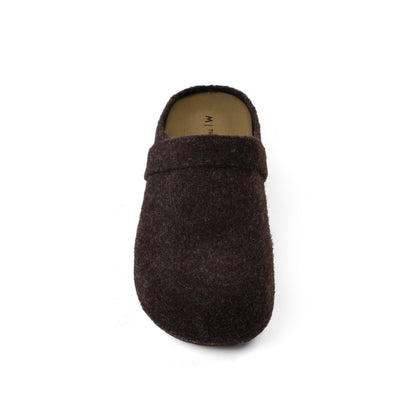 Slipper Flat Open Back Loafer Suede Luxury Woman Q2233 Brown