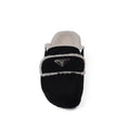 PRADA Flat Open Back Loafer Fur Slipper Luxury Woman VK-112 Black - 3