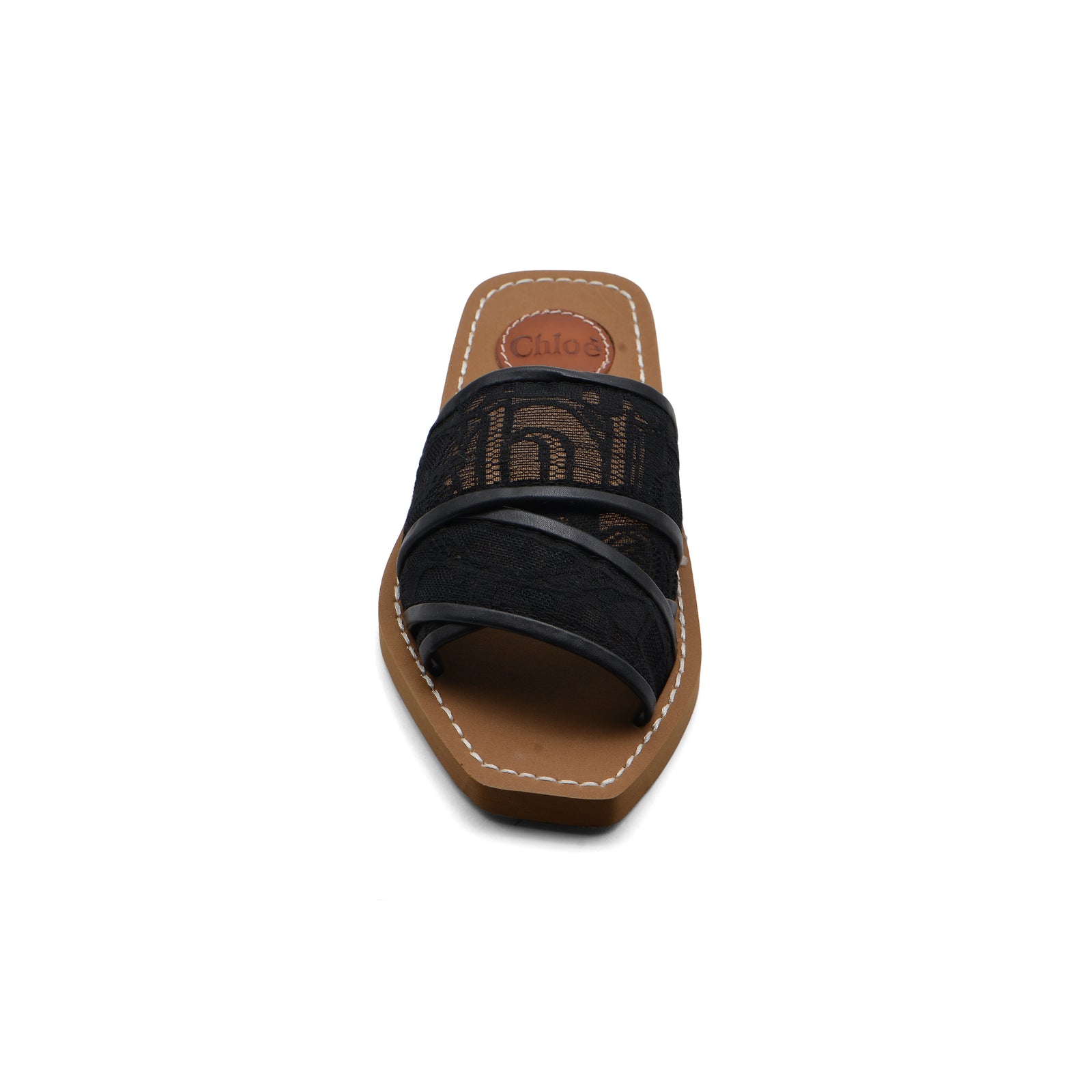 Chloé Woody Flat Mule Sandals in Lace For Woman CH-15 Black - 3