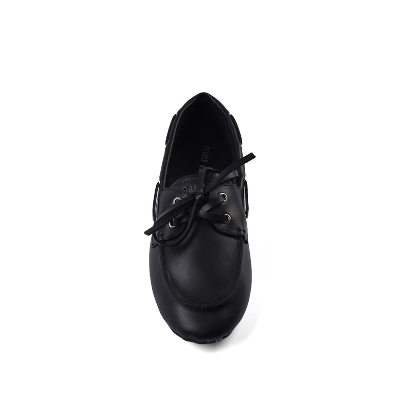 Miu Miu Classic Slip-On Moccasin Loafer Memory Foam Shoes Woman VI-173 Black - 3