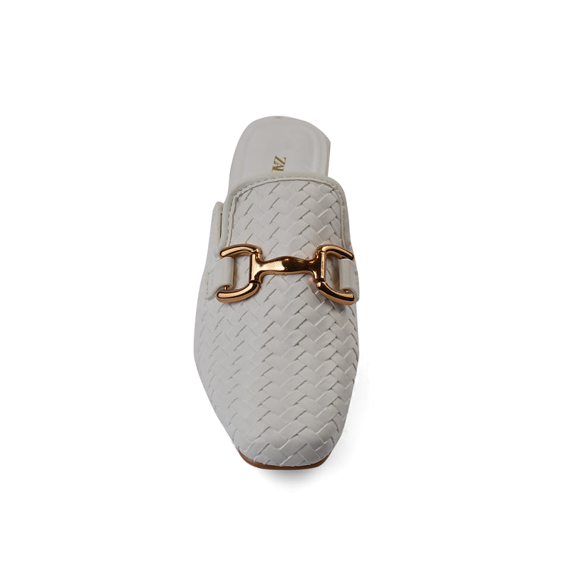 Zara Mare Open Back Loafer Suede Luxury Woman TN-161 White - 3