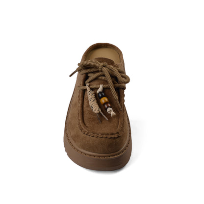 Slipper Double Open Back Loafer Luxury With lace Embellishment Woman M601-1 Khaki