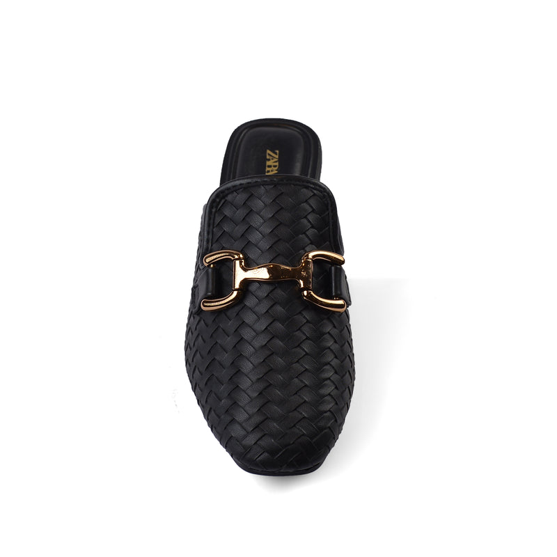 Zara Mare Open Back Loafer Suede Luxury Woman TN-161 Black - 3