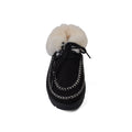 Slipper Double Flat Open Back Loafer Fur  Luxury Woman VI-171 Black - 3