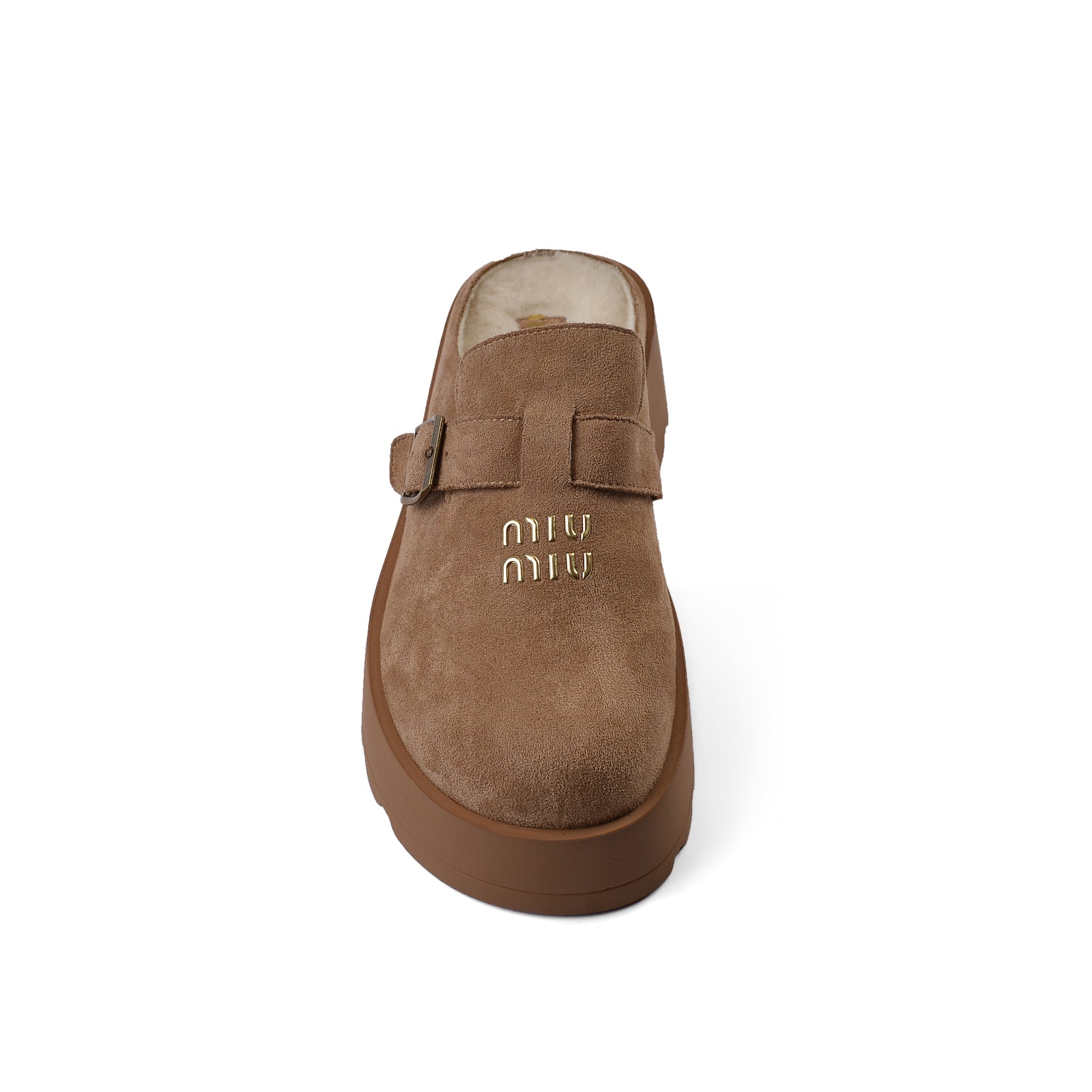 Miu Miu Open Back Loafer Suede Slipper Luxury Woman MA-923 Beige - 3