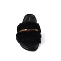 Slipper Flat Open Back Loafer Fur  Luxury Woman FUR-5 Black - 3