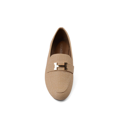 Hermes Paris Loafer Pure Leather Ethos Shoes Woman TN-175 Beige