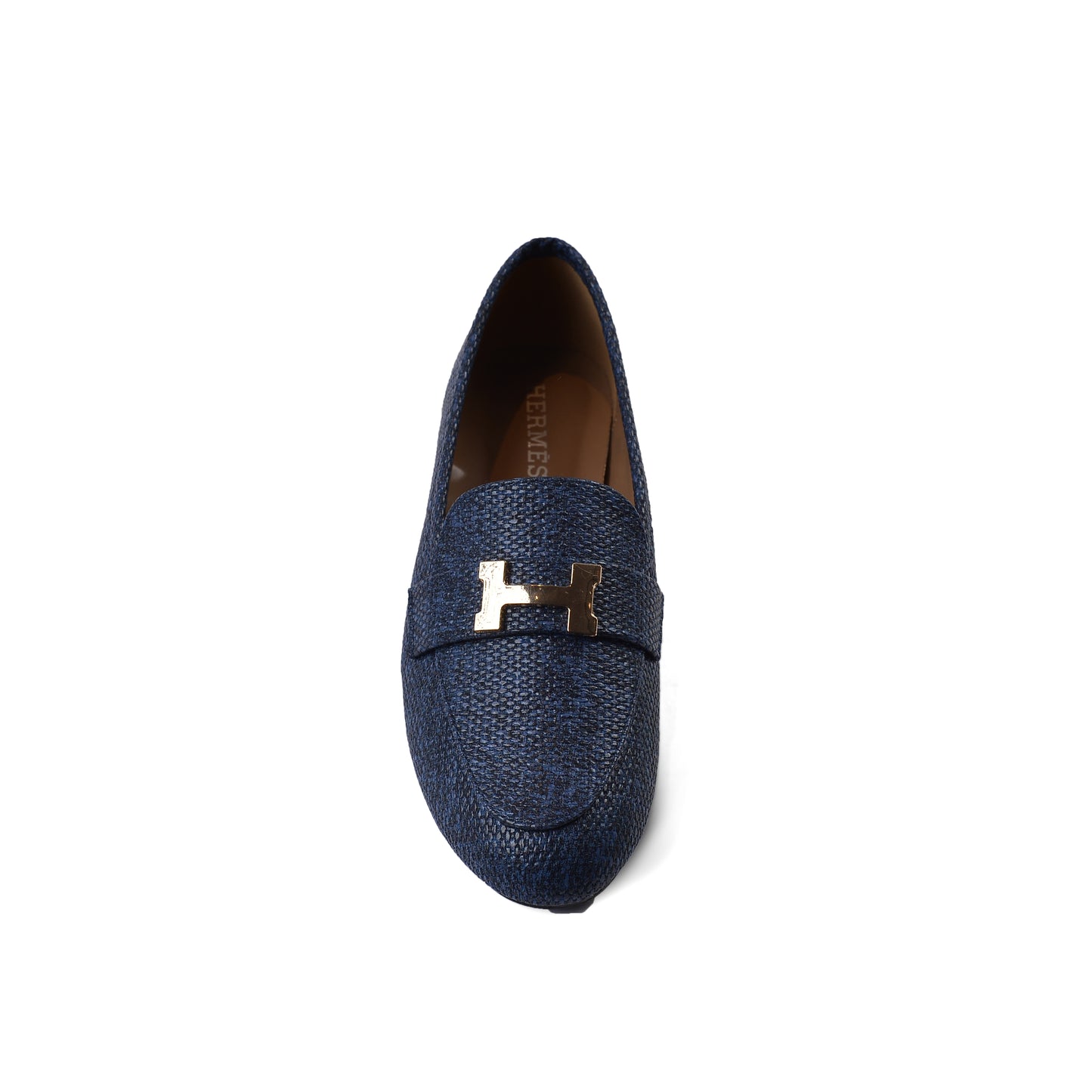Hermes Paris Loafer Pure Leather Ethos Shoes Woman TN-175 Navy